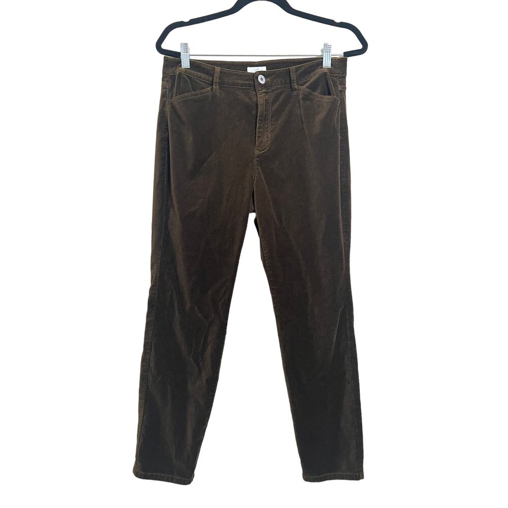 J. Jill Women's Brown Velvet Straight Leg Casual Pants Size 10 Petite Workwear